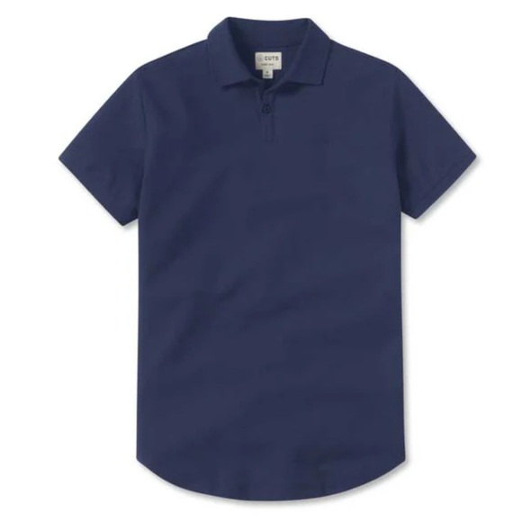 Cuts Prestige Polo Curve Hem Pacific Blue Pima Cotton Blend Polo Size Medium - Picture 2 of 10